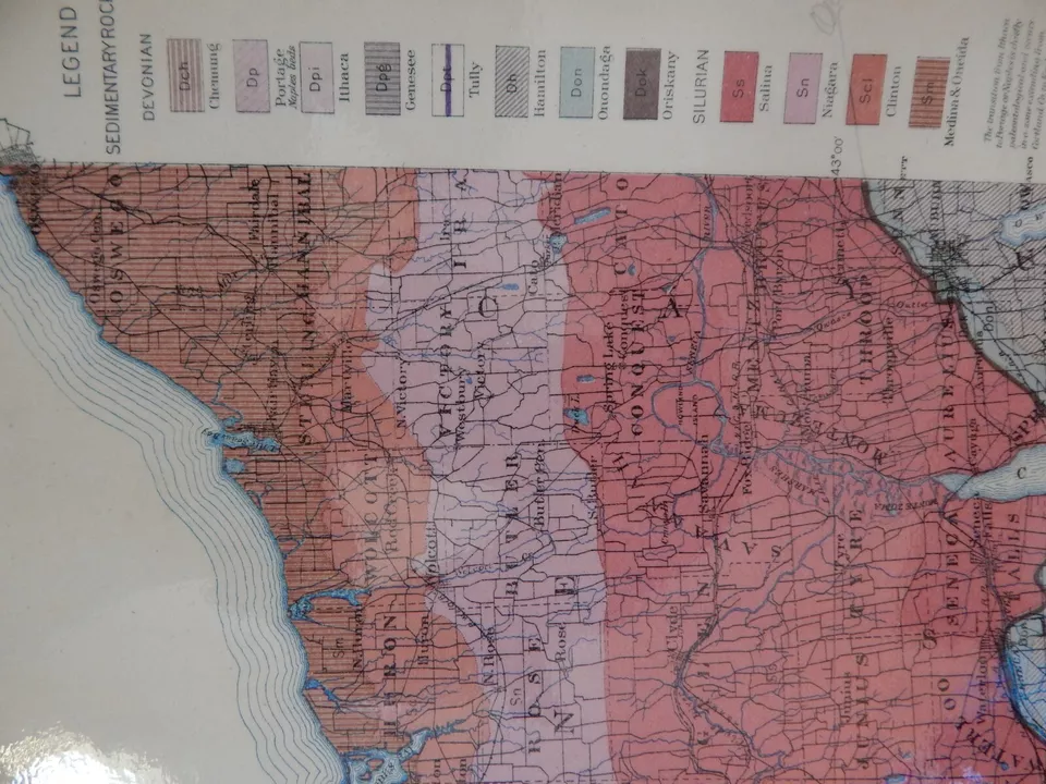 Antique Colored Map New York State Museum 1901 Geologic Finger Lakes Laminated - Image 4 of 4