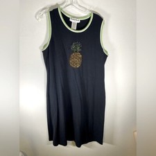 Ronni Nicole Vintage Y2K 90's BLack Beaded Pineapple Tank Dress Women’s Size XL