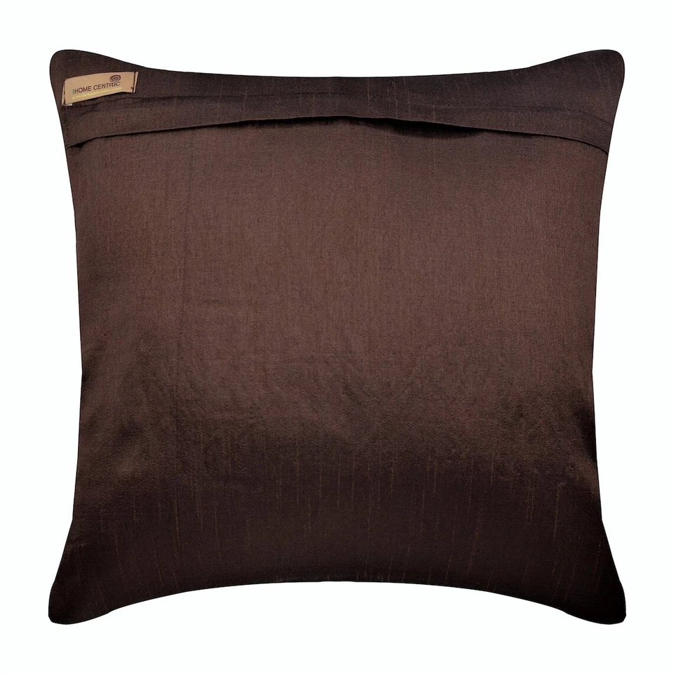 Throw Pillow Case Brown 16"x16", Square Silk Circles & Dots - Brown Eye Sparkle - Image 3 of 4