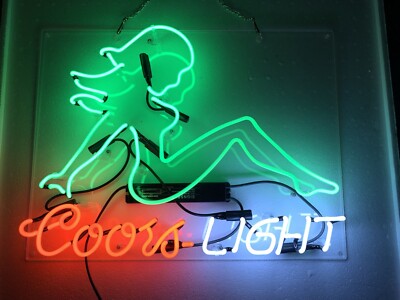 Coors Light Beer Mudflap Girl Acrylic 20''x16'' Neon Sign Lamp Bar Club Real Glass