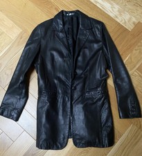 Dunnes Stores Women’s Black Leather Jacket Size 12 Blazer Soft Leather
