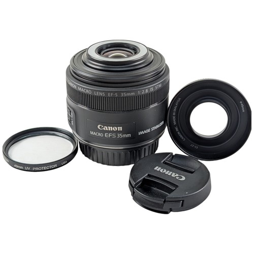 Canon EF-S 35mm f2.8 Macro IS STM Lens NICE w/ Original Hood ES-27 Ring Light ✅