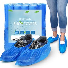 BLUE Shoe PROTECTORS Covers Overshoe DISPOSABLE Plastic Rain WATERPROOF Carpet