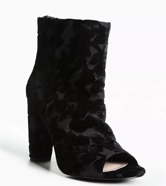 velvet floral booties