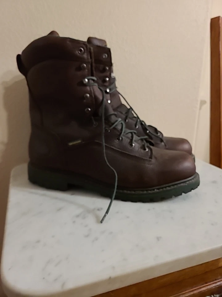  Men's John Deere Boots Brown  Mountainering Size 14W Thinsulate Vibram Sole  - Image 4 of 4