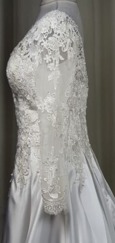 Off White Floral Lace Aline Long Train Wedding Dress Gown CR051 BB 08 - Picture 12 of 22