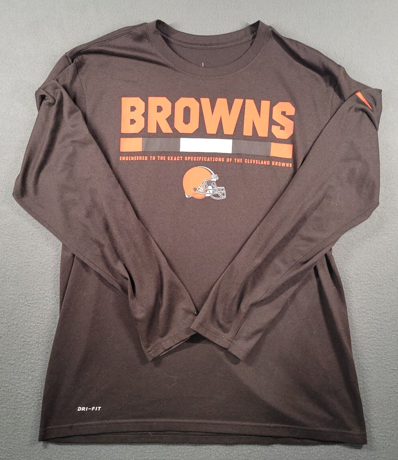 Cleveland Browns Shirt Mens L Brown Dri Fit Nike Equipment Training Athletic Cut