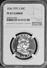 1956 Type 2 50c Franklin Half-dollar PF 67 Cameo NGC # 6808734-003 + Bonus