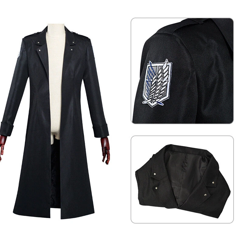 Attack On Titan Cosplay Eren Levi Chaqueta Marley Oficial Militar Uniforme Abrigo Foto 2 de 4