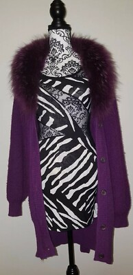 maglione Roberto Cavalli colore viola con pelliccia taglia 42