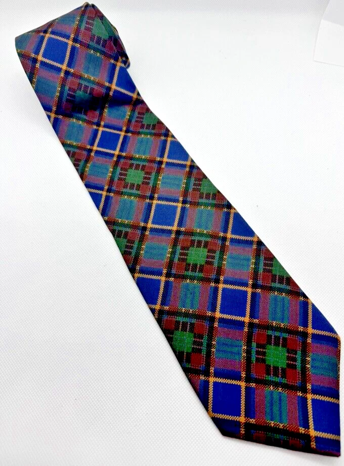 Abercrombie & Fitch 100% шелк галстук мужчин винтажный зеленый клетку 59 «L 4» W. - Изображение 2 из 4