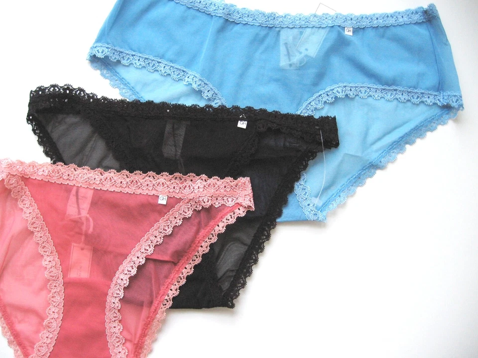 Bikini ajustado de chifón de encaje floral negro azul coral A69 Gilly Hicks para mujer S Foto 2 de 2