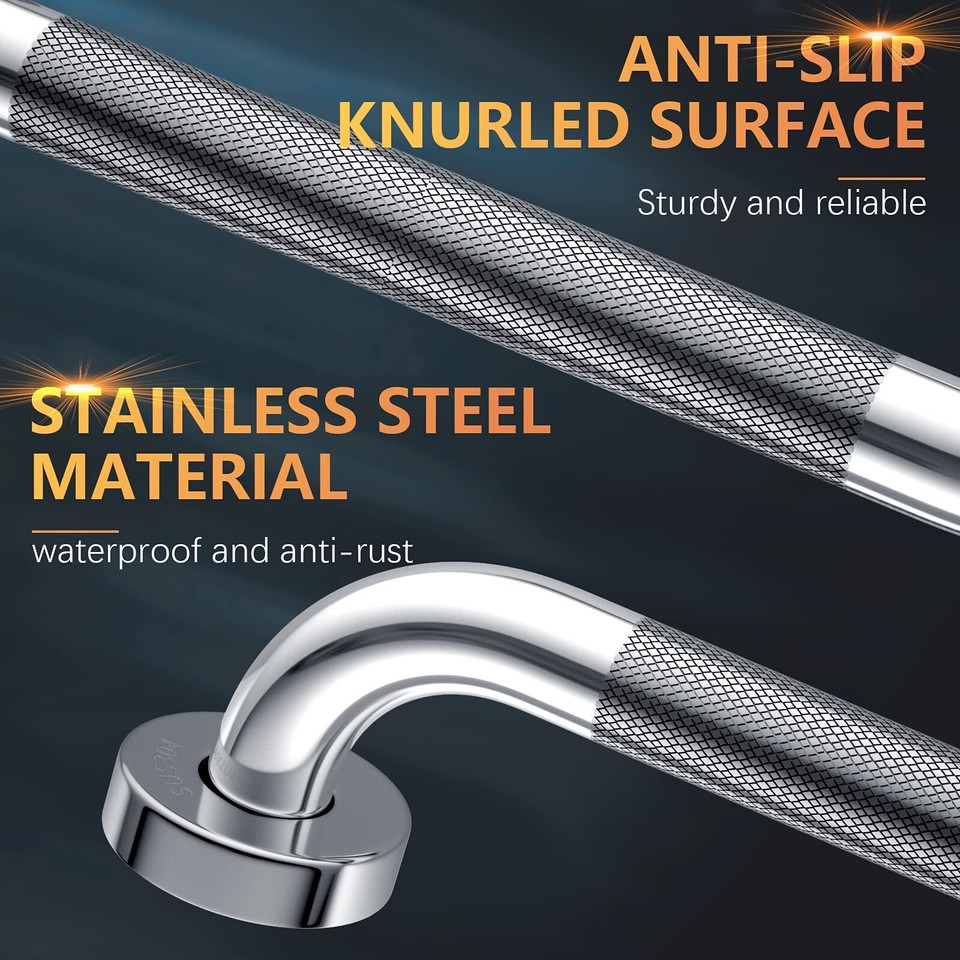 12 Inch AntiSlip Shower Grab Bar, Chrome Stainless Steel Bathroom Grab