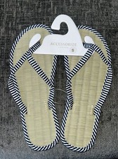 Accessorize Monsoon Ladies Seagrass Flip Flops Size S UK 3 4 Blue White Striped