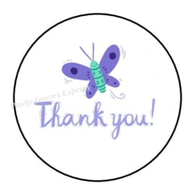2cm 32xAufkleber Sticker Brief Post Thank You Butterfly bunt Rund R1392