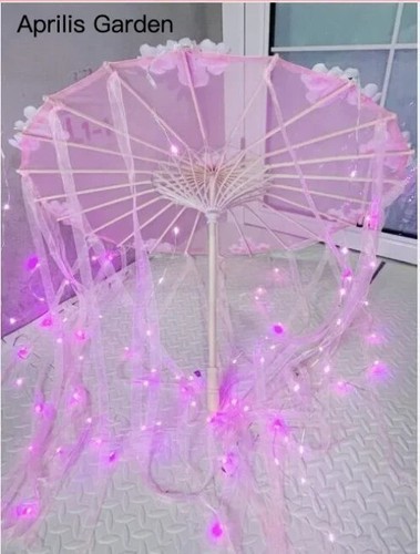 Ombrellone decorativo in filo LED panno di seta pizzo ombrellone da spiaggia principessa - Foto 38 di 42