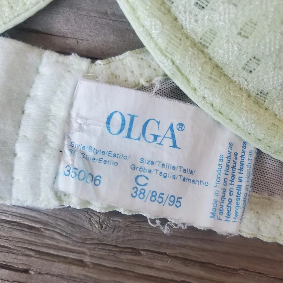 Sujetador con aros verde 38C vintage Olga Lacy Textures 35006 Foto 2 de 2