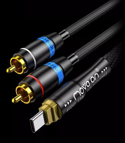 Usb c type-c to 2 two double rca cable dual plate silver sound Power amplifier