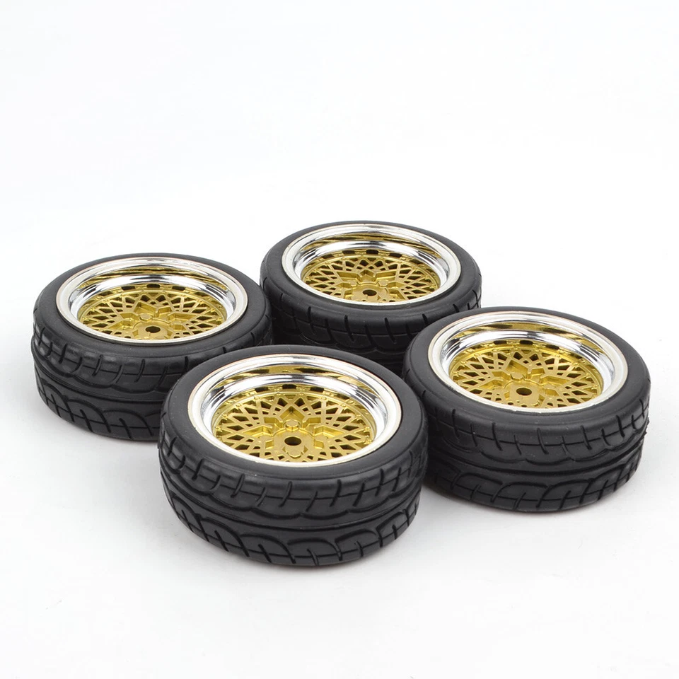 Rubber Tires w/ Wheel Rims 12mm Hub for Tamiya HPI HSP 1/10 RC on-road Drift Car - Image 3 of 4