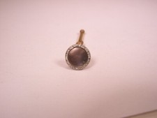 SINGLE 1 5/16" Gray Round MOP Gold Plated Vintage Formal Tux Shirt Stud c121