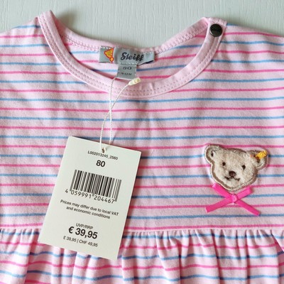 Kleid Mädchen Sommerkleid Babykleid Steiff Gr 74 80 Neu rosa gestreift Baumwolle