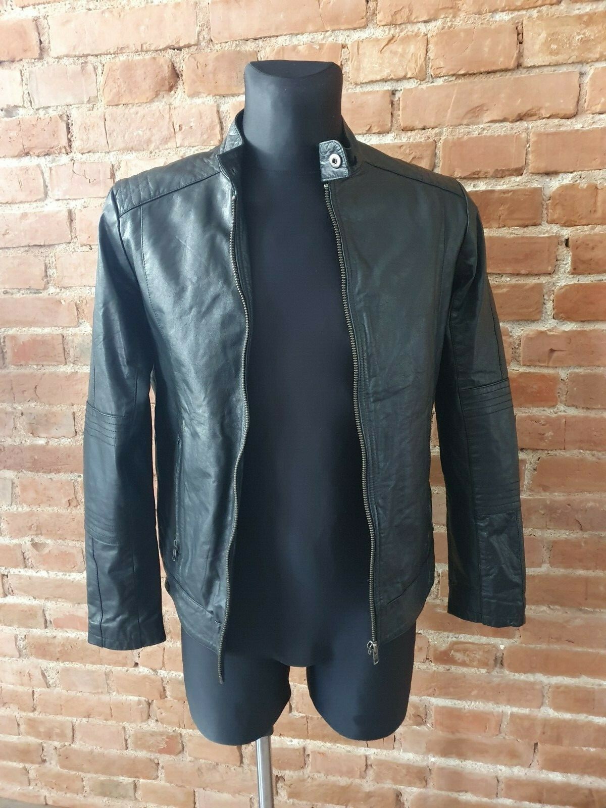 JACK & JONES Men's Genuine Leather Jacket Black Size S image 2