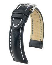 Hirsch Uhrenarmband Heavy Calf L ital. Kalbsleder mit Dornschließe Schwarz