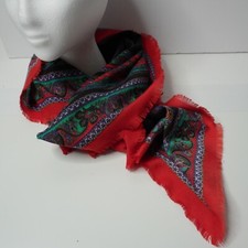Specialty House Italy Made Scarf Red Black Green Paisley Psychedelic Retro Boho