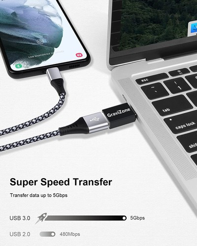 GraviZone Adapter USB-C auf USB-A Buchse 3.0 OTG Stick MacBook Samsung Xiaomi - Bild 13 von 27