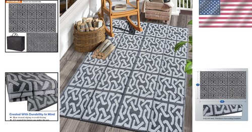 Premium UV Stabilized Reversible Mats - 5' x 8' Outdoor Rug for Deck or Picnics - Picture 2 of 9