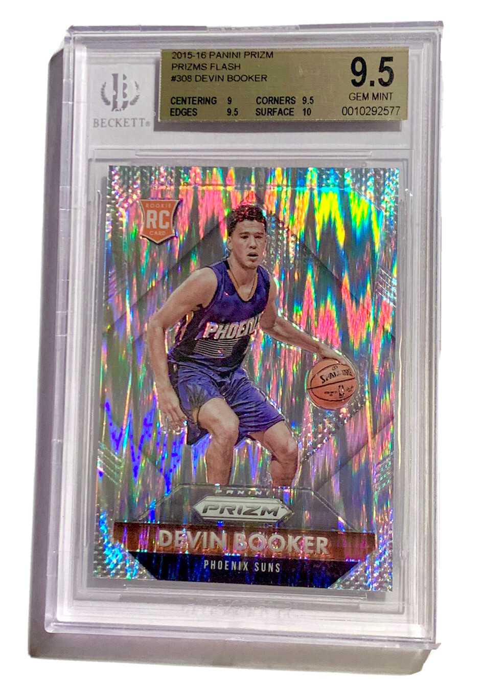 2015-16 Panini Prizm Devin Booker Flash Prizm RC Rookie #308 BGS 9.5 GEM MINT