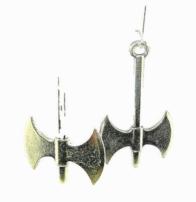 New  Large Awesome Double-Edged  AX Axe  Silver-tone Dangle Earrings  2.33'' Long