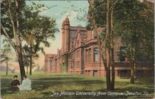 Postcard Illinois IL Decatur Milliken University 1909