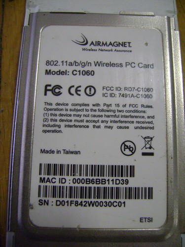 Carte PC sans fil AirMagnet 802.11a/b/g/n PCMCIA - Modèle C1060 - Photo 5/10