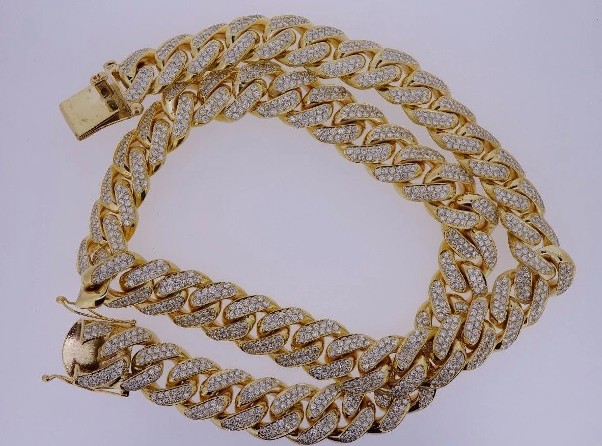 100 Carats Diamond 1 Solid Yellow Gold Miami Cuban Link 22 MM ASAAR | eBay