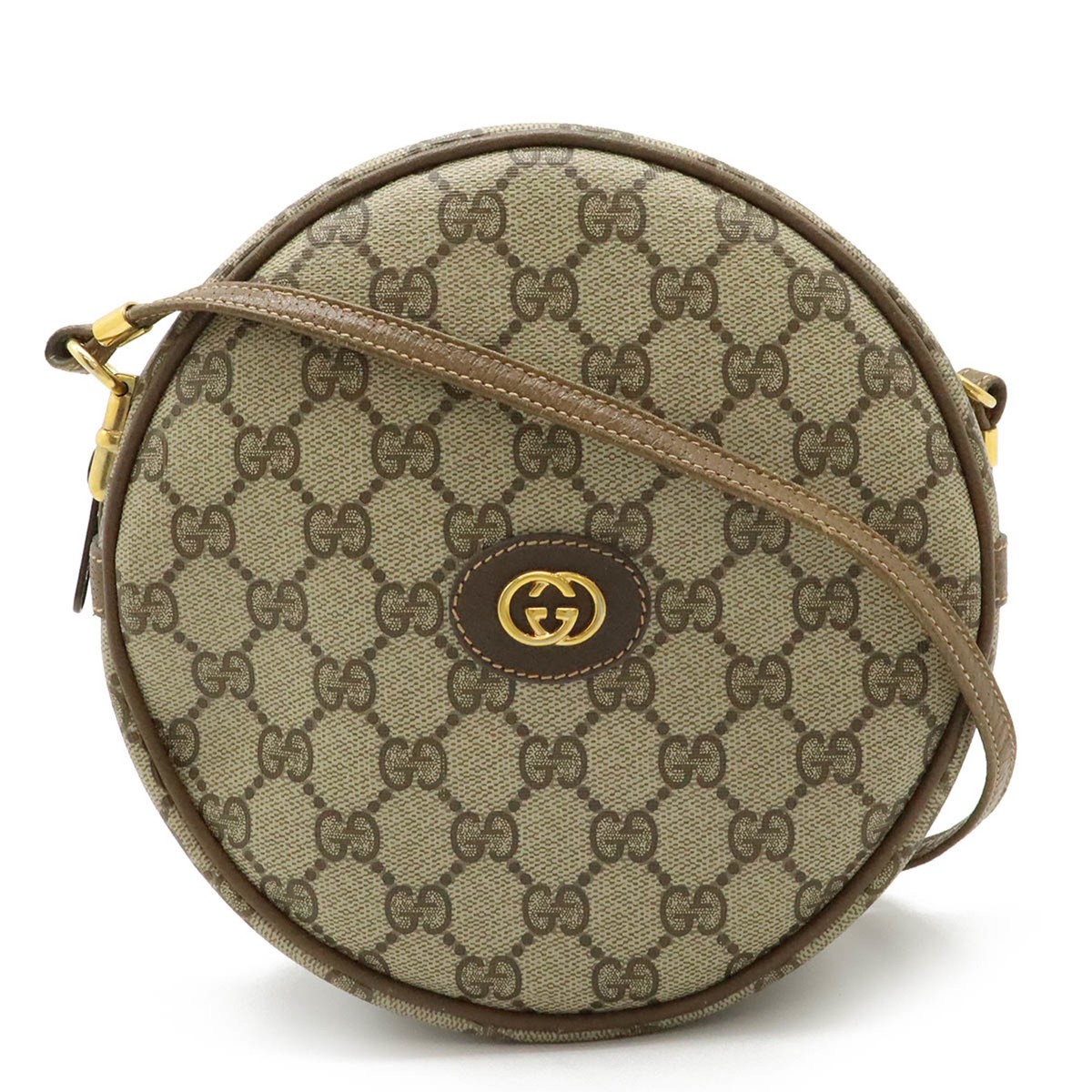 GUCCI Old Gucci GG Plus Shoulder Bag Pochette Round PVC GUCCI Old Gucci GG Plus Shoulder Bag Pochette Round PVC