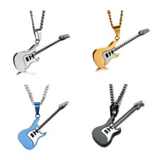 Collana con Ciondolo 316L Acciaio Inox E Chitarra Collana Argento Oro Nero Blu