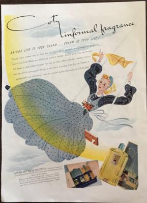 ORIG. 1947 Coty Paris Eau de Toilette Perfume PRINT AD Bring Life to Your Charm