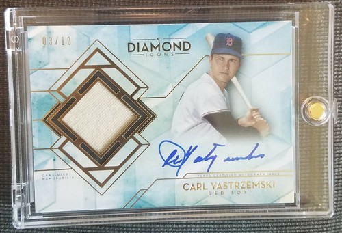 2020 Topps Diamond Icons Carl Yastrzemski AUTO Relic Card Autograph signed #/10 - Foto 1 di 4