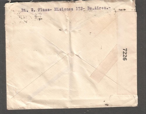 Argentina WWII examined by 7226 NY censor cover Buenos Aires to Niagara Falls NY - Picture 2 of 2