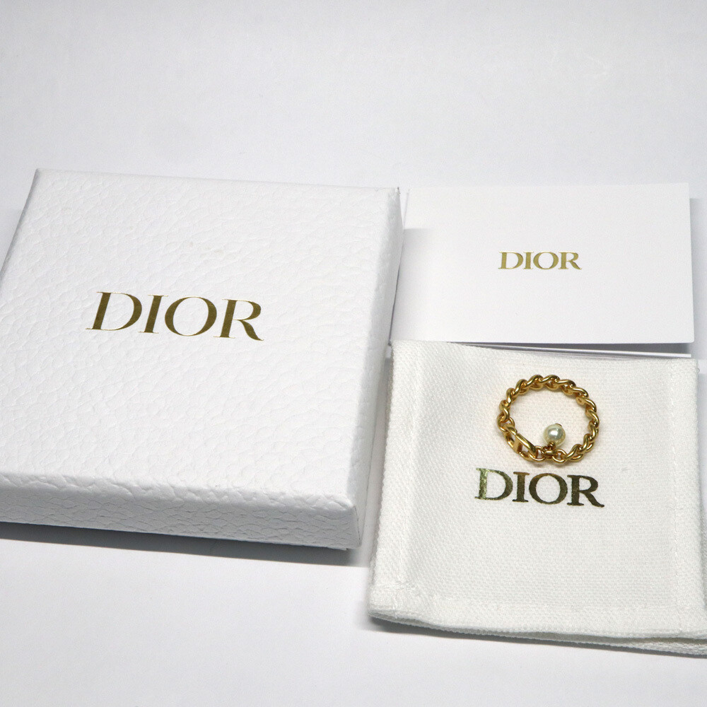 Dior Montaigne CD logo M size Ring Resin Pearl US:#6~6.25