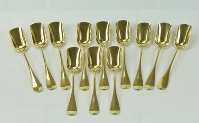 12 Dessertlöffel Eislöffel KNEWITZ in 800 Silber vergoldet Box RAR - Bild 1 von 4