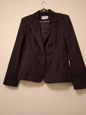 Ladies Next Smart Faux Suede Jacket Aubergine Colour Size 12 Excellent Condition