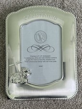 New, Silver Beaded  To Celebrate Your Christening  4 X 6 Frame With Lamb