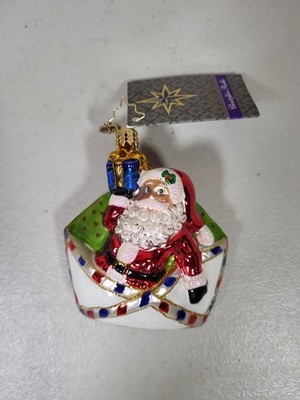 Christopher Radko Santa Letter FIRST CLASS Gem Glass Christmas Ornament