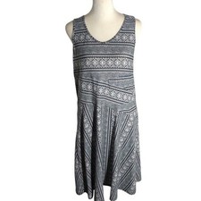 Prana Amelie sleeveless v-neck black/white tank dress Size Large stretch