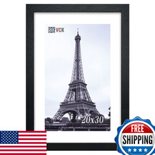 VCK 20x30 Poster Frame - Black, Textured Wood Picture Frames with Polished Plexi