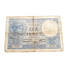 French 10 Dix francs bill note banknote 1939 RARE 