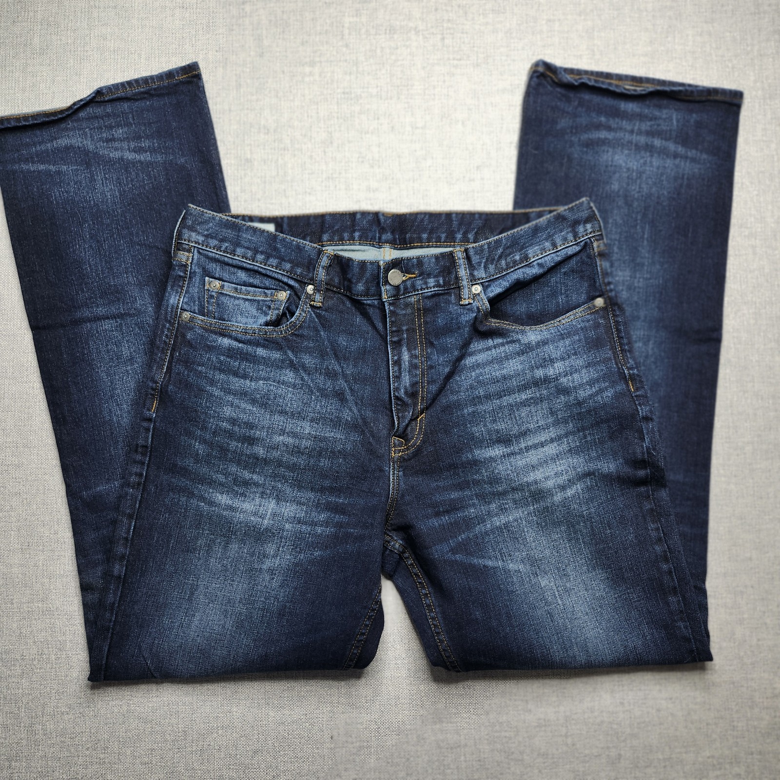 Mens 35x34 Bootcut Blue Denim Western Cowboy Dark Wash Y2k