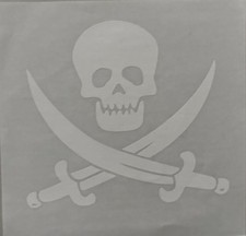 Original Vintage Pirate Skull Crossed Swords Small Iron On Transfer